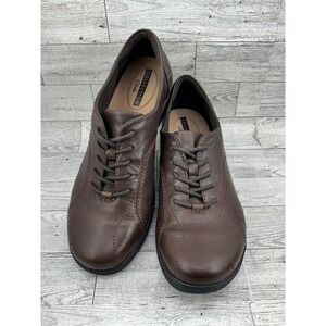 Clarks Collection Cushion Soft Brown Leather Lace Up Oxfords Shoes 8.5M 26130144